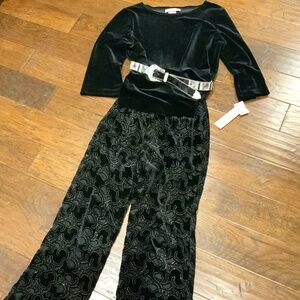 Sharon Young velvet top and pants with beaded detail (belt not included )